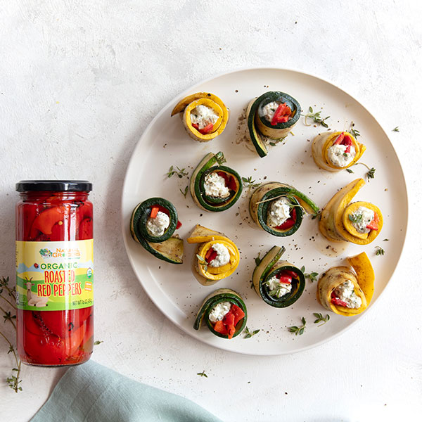 Grilled Zucchini and Summer Squash Roll Ups with Goat Cheese