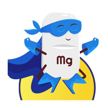 Illustration of magnesium supplement superhero meditating
