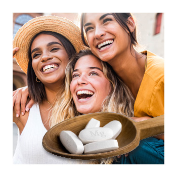 Image of a group of people smiling and magnesium supplements