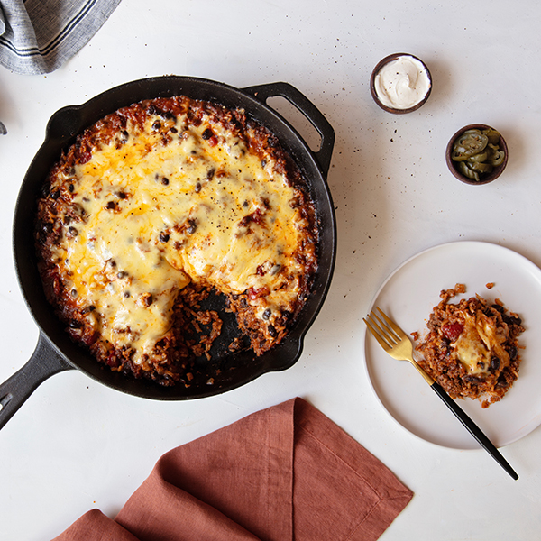 Cheesy Black Bean and Beef Skillet Recipe