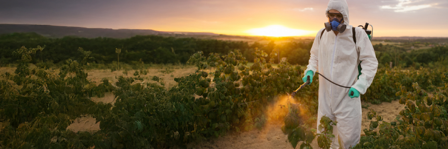 Image of a person spraying a field