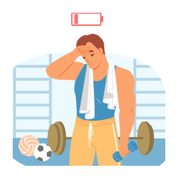 Illustration of a person working out looking exhausted